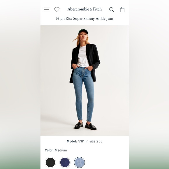 NWT Abercrombie TheSuper Skinny Ankle Mid Rise Jeans Sz 4 /27 - Picture 3 of 5